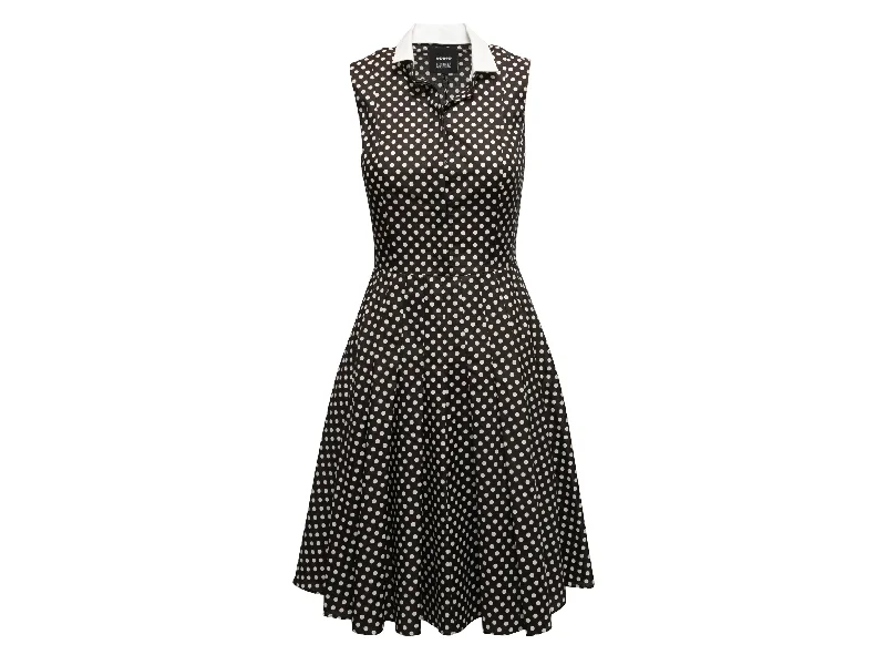 Limited Quantity Black & White Akris Polka Dot A-Line Dress Size US 4