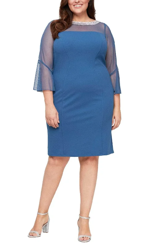 Stock Clearance Alex Evenings 460146 - Beaded Illusion Neckline Cocktail Dress