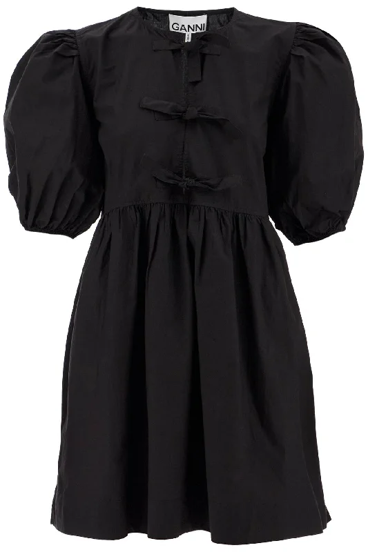 Big Discounts Ganni tie string poplin mini dress