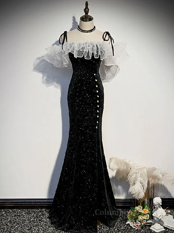 Deep Discounts Black mermaid long Corset Prom dress, black evening dress outfit
