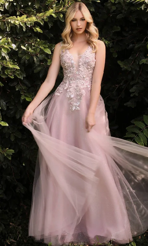 Mega Deal Cinderella Divine CDS409 - Sleeveless V-neck Long Gown