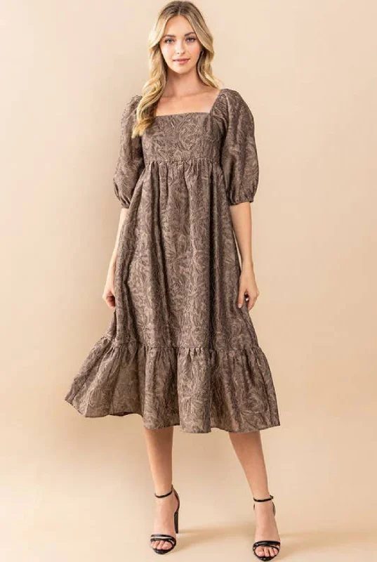 Bargain Prices Textured Midi Dress- Mocha