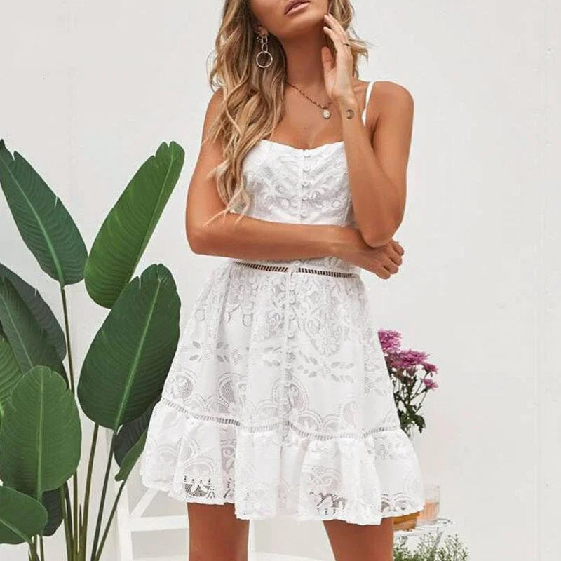 Deal Explosion Women's Summer Lace Sleeveless V-Neck Mini Dress