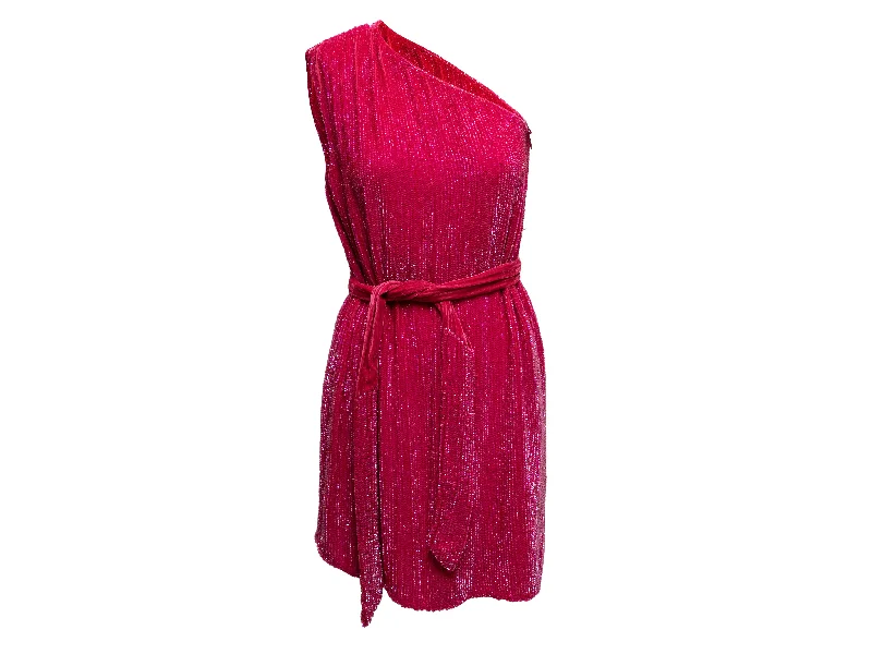 Fantastic Deals Fuchsia Retrofete Sequined One-Shoulder Mini Dress Size US M