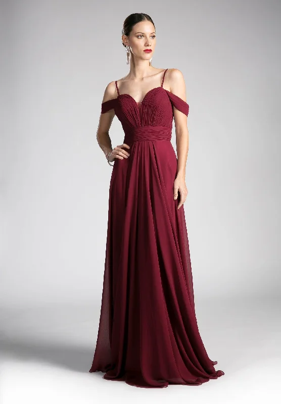 Early Bird Discount Long Ruched Cold Shoulder Dress by Cinderella Divine CJ241