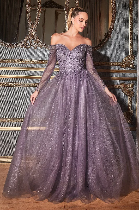 Early Access Long Off Shoulder Tulle Dress by Cinderella Divine CD0172