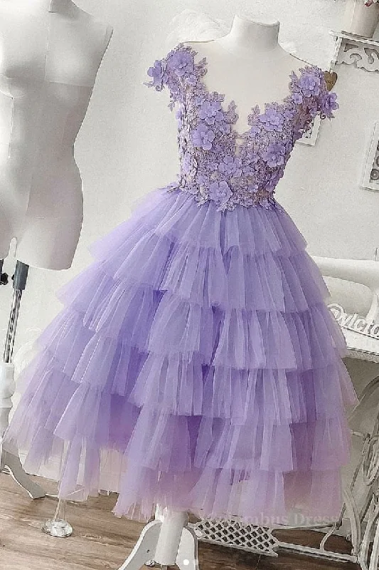 New Deals Purple tulle short Corset Prom dress, purple evening dress outfit