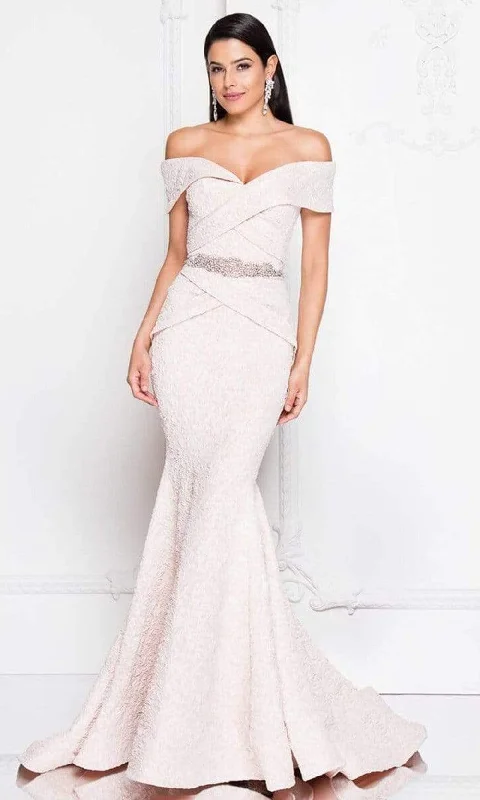 Price Drop Alert Terani Couture - 1812M6657 Off-Shoulder Brocade Mother of the Groom Gown
