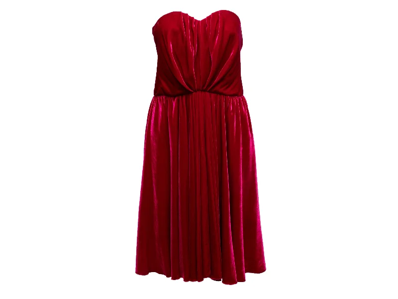 Price Drop Alert Magenta Dolce & Gabbana Velvet Strapless Mini Dress Size IT 42