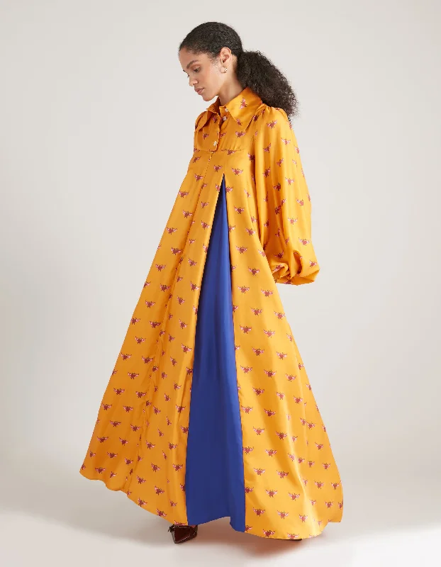 Bargain Bin Divine Yellow Flying Hearts Silk Twill Dress