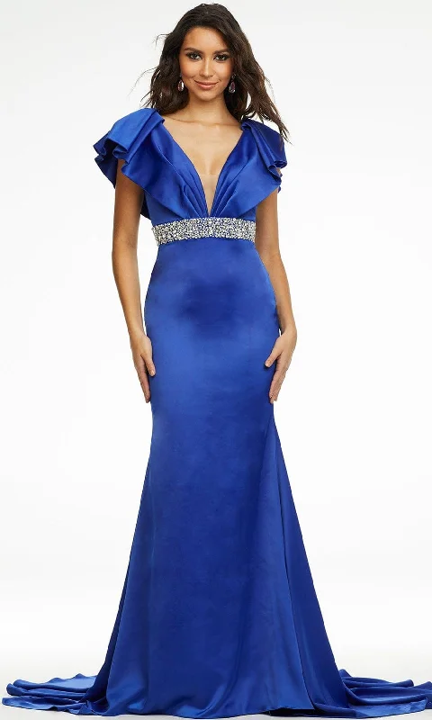 Customer Appreciation Sale Ashley Lauren - 11130 Ruffled V-Neck Trumpet Gown