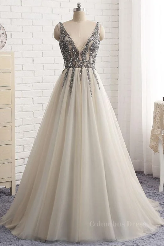 Stock Up and Save A Line V Neck Silver Gray Long Corset Prom Dresses, Silver Grey Beaded Long Corset Formal Evening Dresses outfit Stock Up and Save A Line V Neck Silver Gray Long Corset Prom Dresses, Silver Grey Beaded Long Corset Formal Evening Dresses outfit