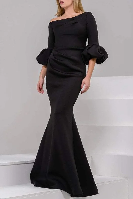 Deep Discounts Jovani - Asymmetrical Pleat Detailed Trumpet Gown 39739SC