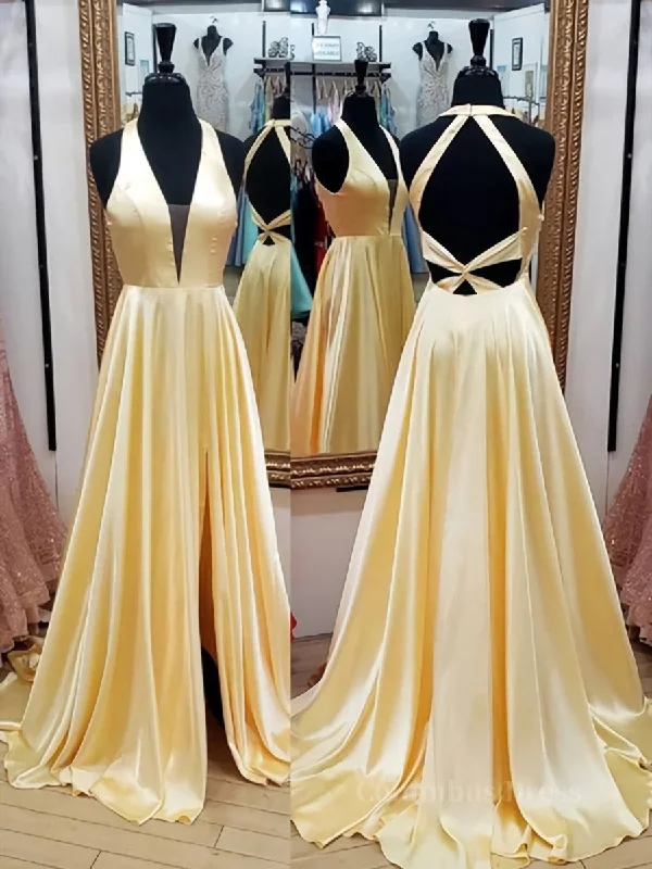 Act Fast A Line V Neck Yellow Satin Long Corset Prom Dresses, V Neck Backless Yellow Corset Formal Evening Dresses outfit Act Fast A Line V Neck Yellow Satin Long Corset Prom Dresses, V Neck Backless Yellow Corset Formal Evening Dresses outfit