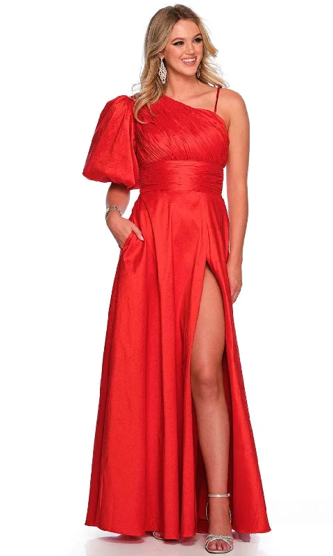 Discount Days Dave & Johnny 11577 - Ruched Puff Sleeve Prom Gown
