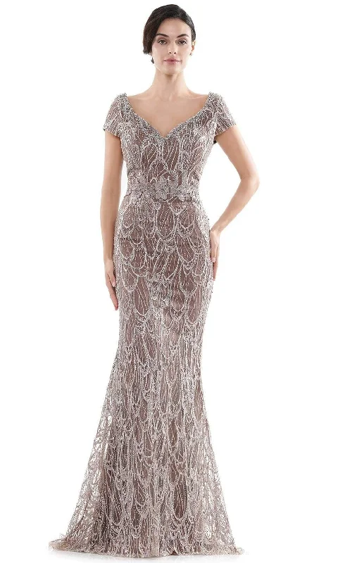 Sneak Peek Sale Rina Di Montella - RD2716 Portrait V-Neck Fully Embroidered Gown