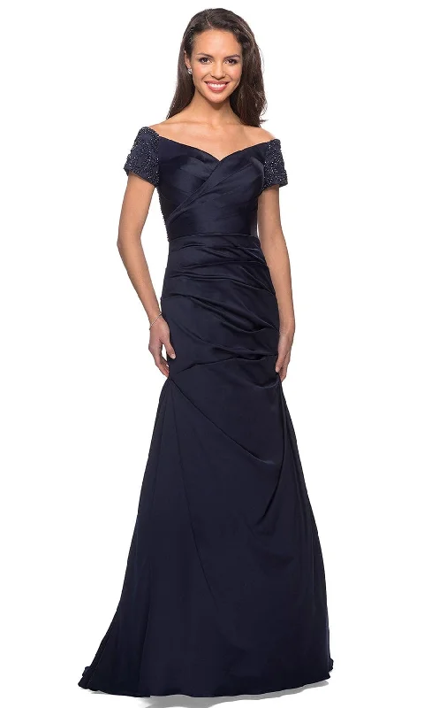 Referral Discount La Femme 25996 - Embellished Pleated Long Dress