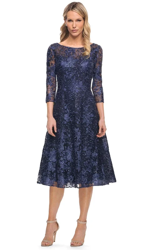 Savings Event La Femme 30005 - Embroidered Tea Length Dress