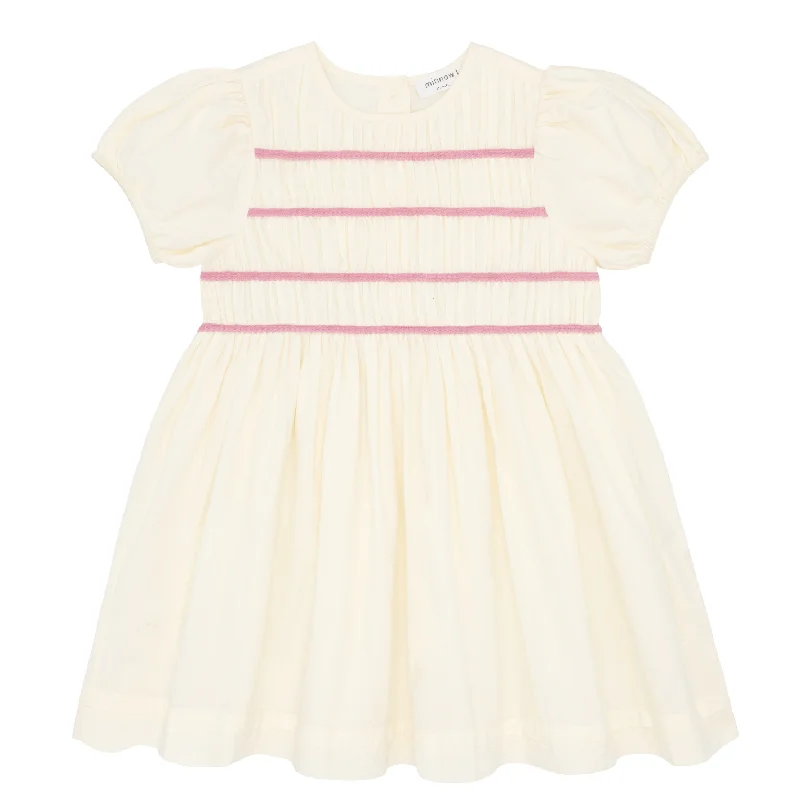 Price Buster girls crème smocked puff sleeve dress