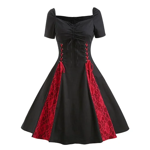 Huge Discounts Vintage Gothic Lace Up Dress