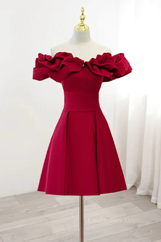 Fantastic Offers Off the Shoulder Short Burgundy Corset Prom Dresses, Short Wine Red Graduation Corset Homecoming Dresses outfit Fantastic Offers Off the Shoulder Short Burgundy Corset Prom Dresses, Short Wine Red Graduation Corset Homecoming Dresses outfit