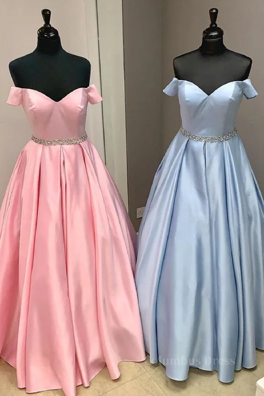 Markdown Madness Off Shoulder Blue Long Corset Prom Dresses with Belt, Pink Corset Formal Dresses, Blue Evening Dresses outfit Markdown Madness Off Shoulder Blue Long Corset Prom Dresses with Belt, Pink Corset Formal Dresses, Blue Evening Dresses outfit