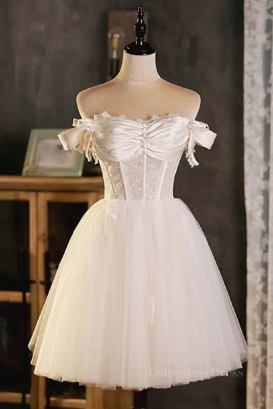Incredible Offers Pretty Off Shoulder Ivory Corset Prom Dresses Short, Ivory Corset Homecoming Dresses, Corset Formal Graduation Evening Dresses outfit Incredible Offers Pretty Off Shoulder Ivory Corset Prom Dresses Short, Ivory Corset Homecoming Dresses, Corset Formal Graduation Evening Dresses outfit
