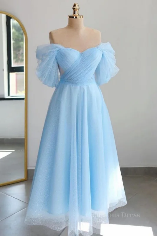 Great Bargains Shiny Tulle Off the Shoulder Tea Length Corset Prom Dress, Corset Homecoming Dress, Off Shoulder Corset Formal Graduation Evening Dress outfit Great Bargains Shiny Tulle Off the Shoulder Tea Length Corset Prom Dress, Corset Homecoming Dress, Off Shoulder Corset Formal Graduation Evening Dress outfit