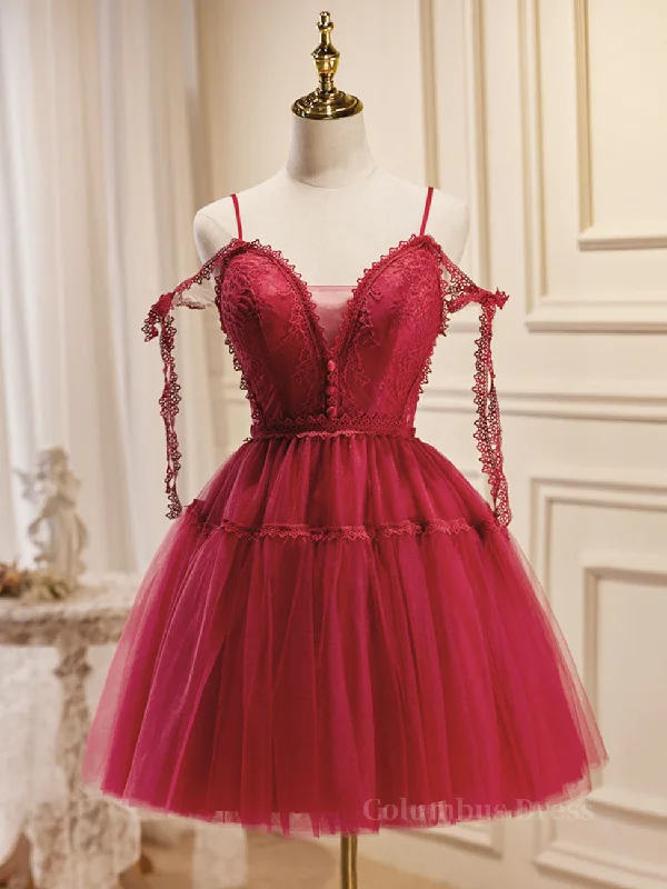 Crazy Savings Burgundy A-Line Tulle Lace Short Corset Prom Dress, Burgundy Corset Homecoming Dresses outfit Crazy Savings Burgundy A-Line Tulle Lace Short Corset Prom Dress, Burgundy Corset Homecoming Dresses outfit