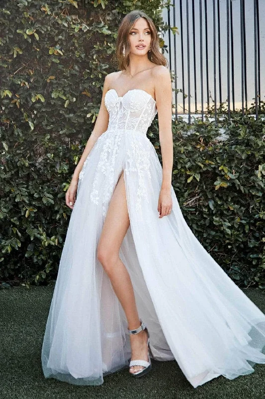 Epic Deals Ladivine Bridal - CB065W Strapless Bustier Applique Tulle Wedding Gown