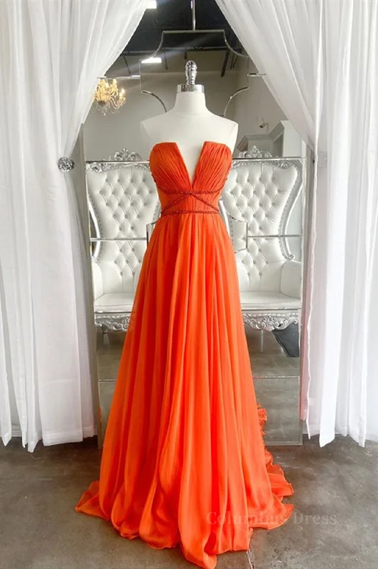 Deal Mania Orange Chiffon Long Corset Prom Dresses, Orange Long Corset Formal Evening Dresses outfit Deal Mania Orange Chiffon Long Corset Prom Dresses, Orange Long Corset Formal Evening Dresses outfit