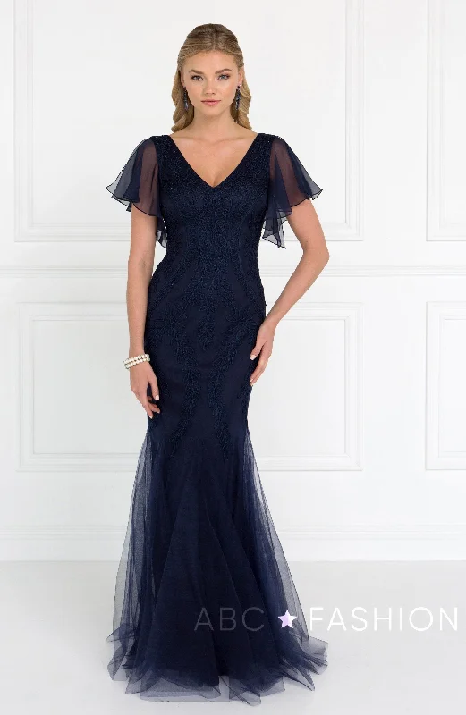Super Savings Short-Sleeved Mermaid Gown by Elizabeth K GL1576