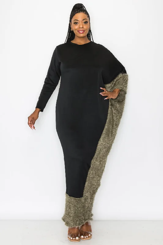 Best Seller Amelie Feather Contrast Maxi Dress