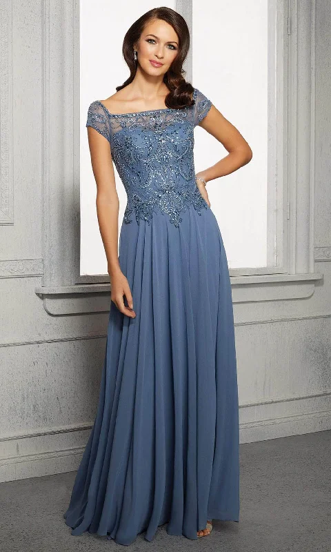 Limited Stock MGNY By Mori Lee - 72419 Illusion Square A-Line Evening Dress