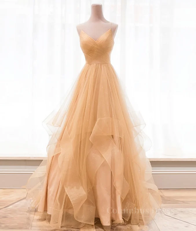 Crazy Savings Champagne tulle long Corset Prom dress, champagne evening dress outfit Crazy Savings Champagne tulle long Corset Prom dress, champagne evening dress outfit