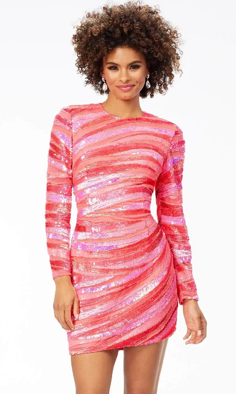 While Supplies Last Ashley Lauren 4508 - Long Sleeve Sequin Cocktail Dress