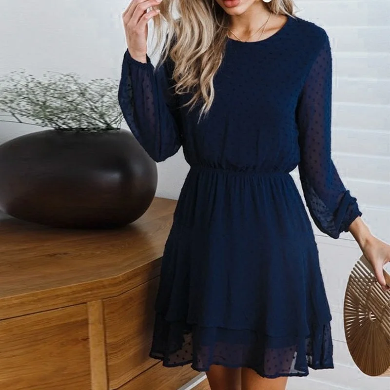 Markdown Madness Women's Summer A-Line Polyester Long-Sleeved Chiffon Dress