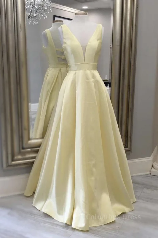 Unmissable Offer Simple A Line V Neck Open Back Yellow Long Corset Prom Dresses, Yellow Corset Formal Evening Dresses outfit Unmissable Offer Simple A Line V Neck Open Back Yellow Long Corset Prom Dresses, Yellow Corset Formal Evening Dresses outfit