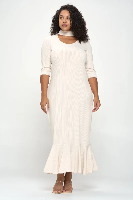 Can't Miss Nicole Turtle Neck Cutout Rib Dress