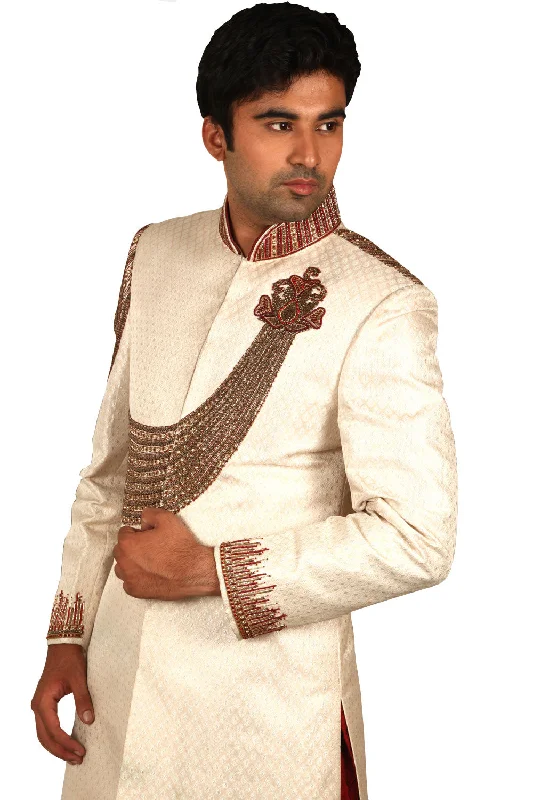 Year-End Clearance Emperor Look Indian Wedding Cream Sherwani For Men