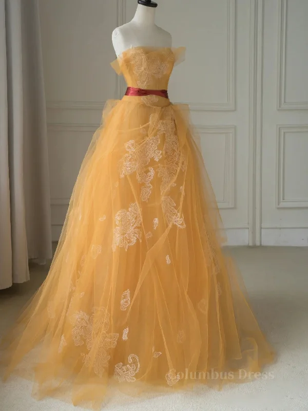 Now or Never Yellow tulle lace long Corset Prom dress, yellow tulle Corset Formal dress outfit Now or Never Yellow tulle lace long Corset Prom dress, yellow tulle Corset Formal dress outfit