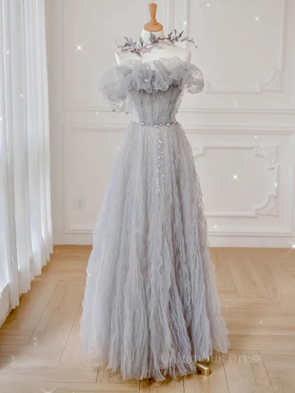 Fantastic Deals Gray tulle sequin long Corset Prom dress, gray tulle Corset Formal dress outfit Fantastic Deals Gray tulle sequin long Corset Prom dress, gray tulle Corset Formal dress outfit