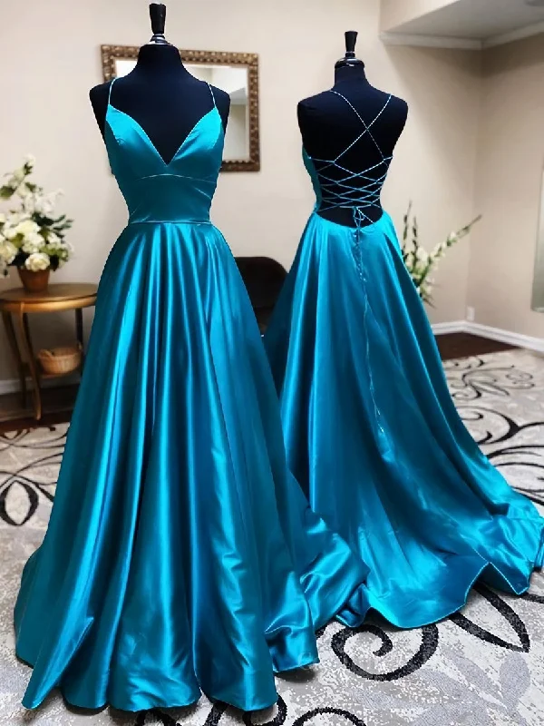 Low Prices A Line V Neck Blue Backless Long Corset Prom Dresses, Open Back Blue Long Corset Formal Evening Dresses outfit Low Prices A Line V Neck Blue Backless Long Corset Prom Dresses, Open Back Blue Long Corset Formal Evening Dresses outfit