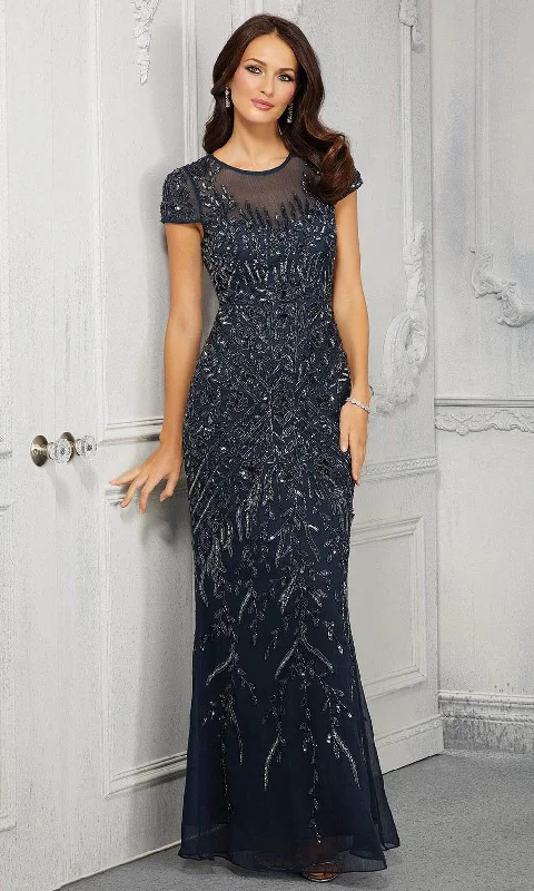 Last Chance MGNY By Mori Lee - 72426 Leaf Motif Beaded Formal Evening Dress