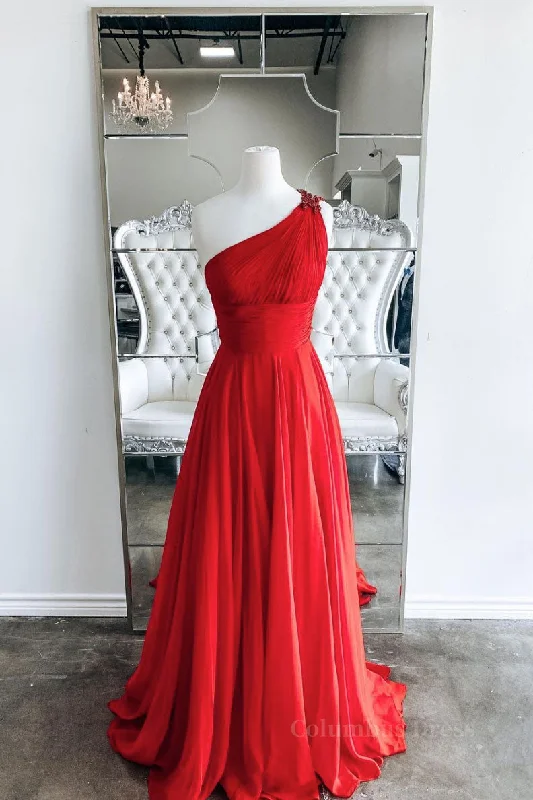 Price Drop Red one shoulder long Corset Prom dress red evening dress outfit