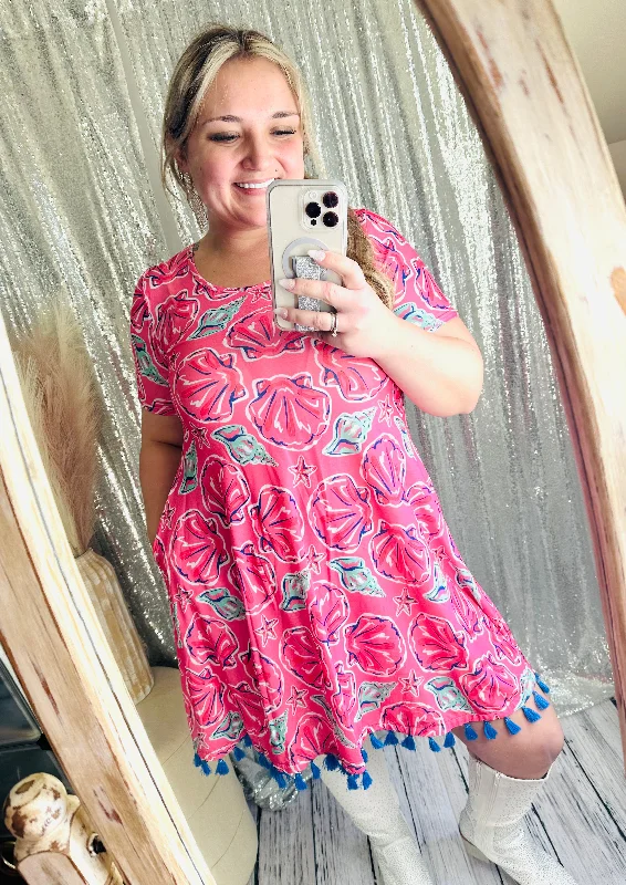 Act Now Simply Southern - Flowy Seashell Dress With Pockets