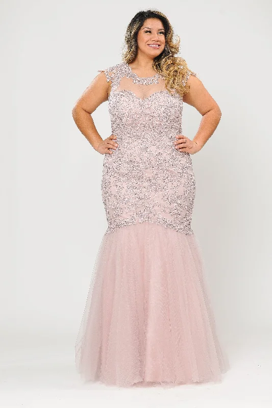 The Best Prices Plus Size Embroidered Mermaid Dress by Poly USA W1084