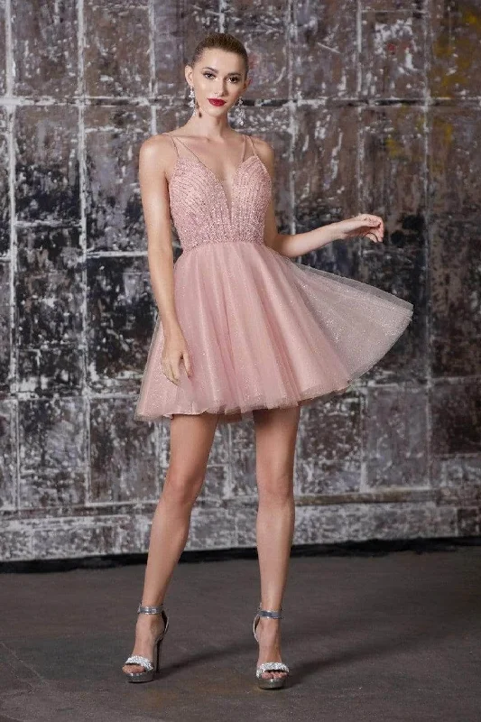 Great Bargains Ladivine CD0148 - Beaded Embellished A-Line Dress