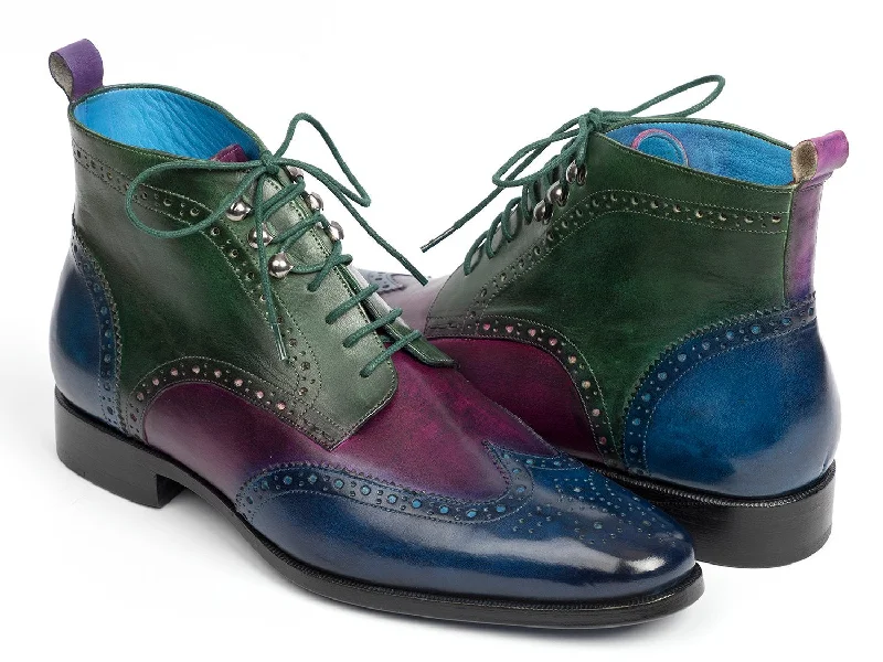 Clearance Event Paul Parkman Wingtip Ankle Boots Three Tone Blue Purple Green (ID#777-BLU-PRP) Clearance Event Paul Parkman Wingtip Ankle Boots Three Tone Blue Purple Green (ID#777-BLU-PRP)