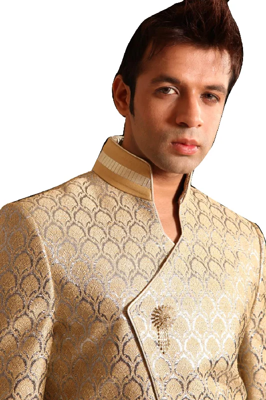 Low Prices Gold With Silver Indowestern Sherwani for Men
